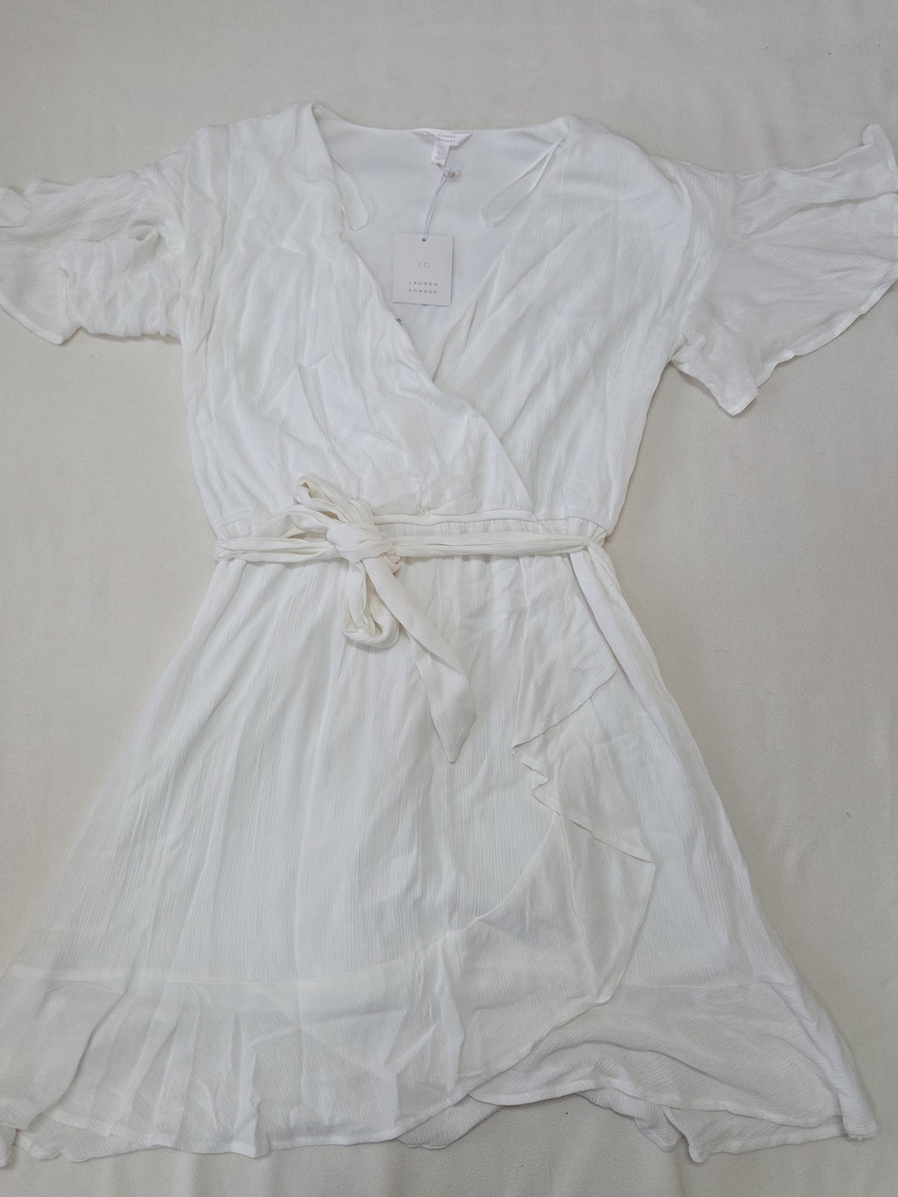 LC Lauren Conrad Ivory Wrap Dress with Tie